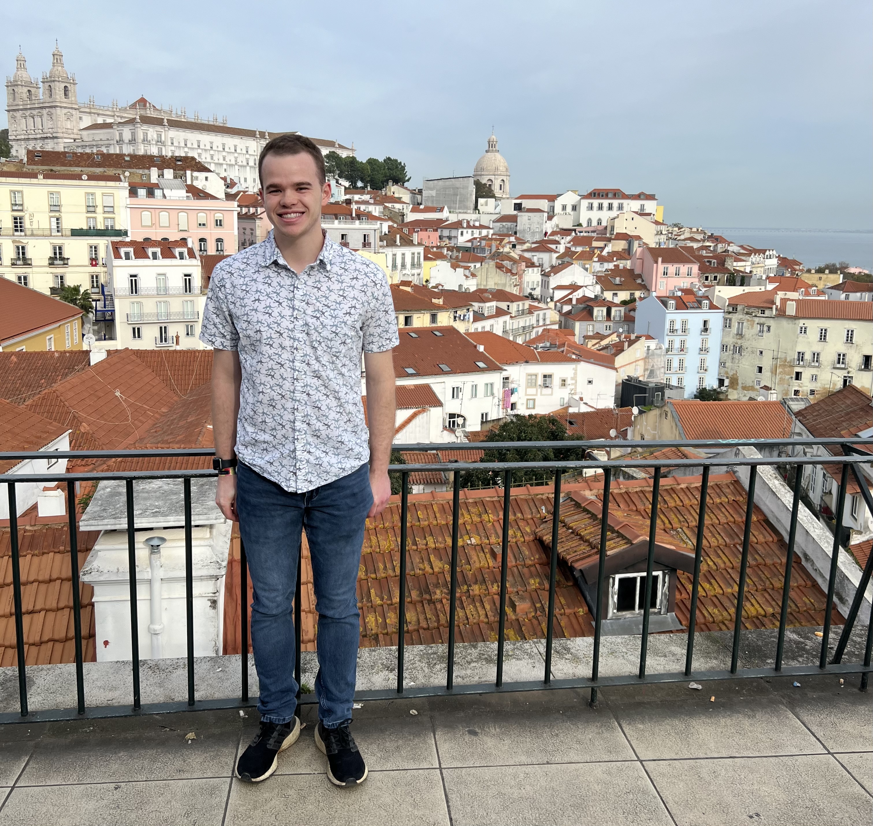 Looking out over the red-tiled roofs of Lisbon